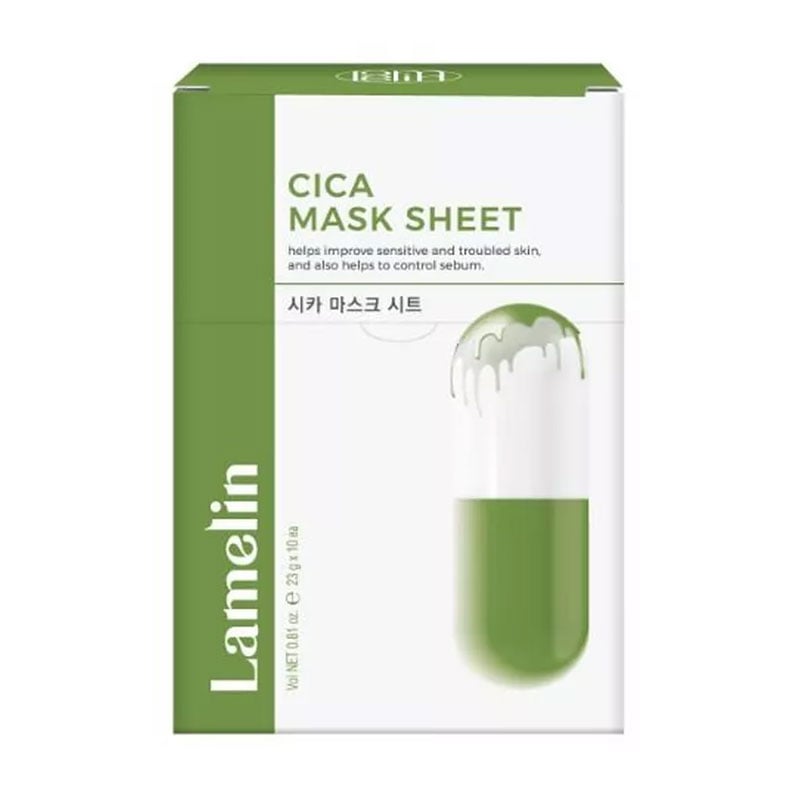 Заспокійлива тканинна маска для обличчя Lamelin Cica Mask Sheet з центелою, 10*23 г